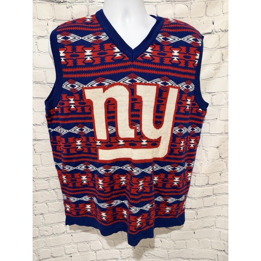 New York Giants Ugly Sweater Vest Christmas NFL Team Apparel Men XXL Acrylic